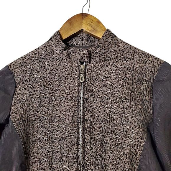 Silk Box Asian Petal Jacket Size 2 Full Zip Silk Blend Brown Form Fit Womens - Picture 2 of 12